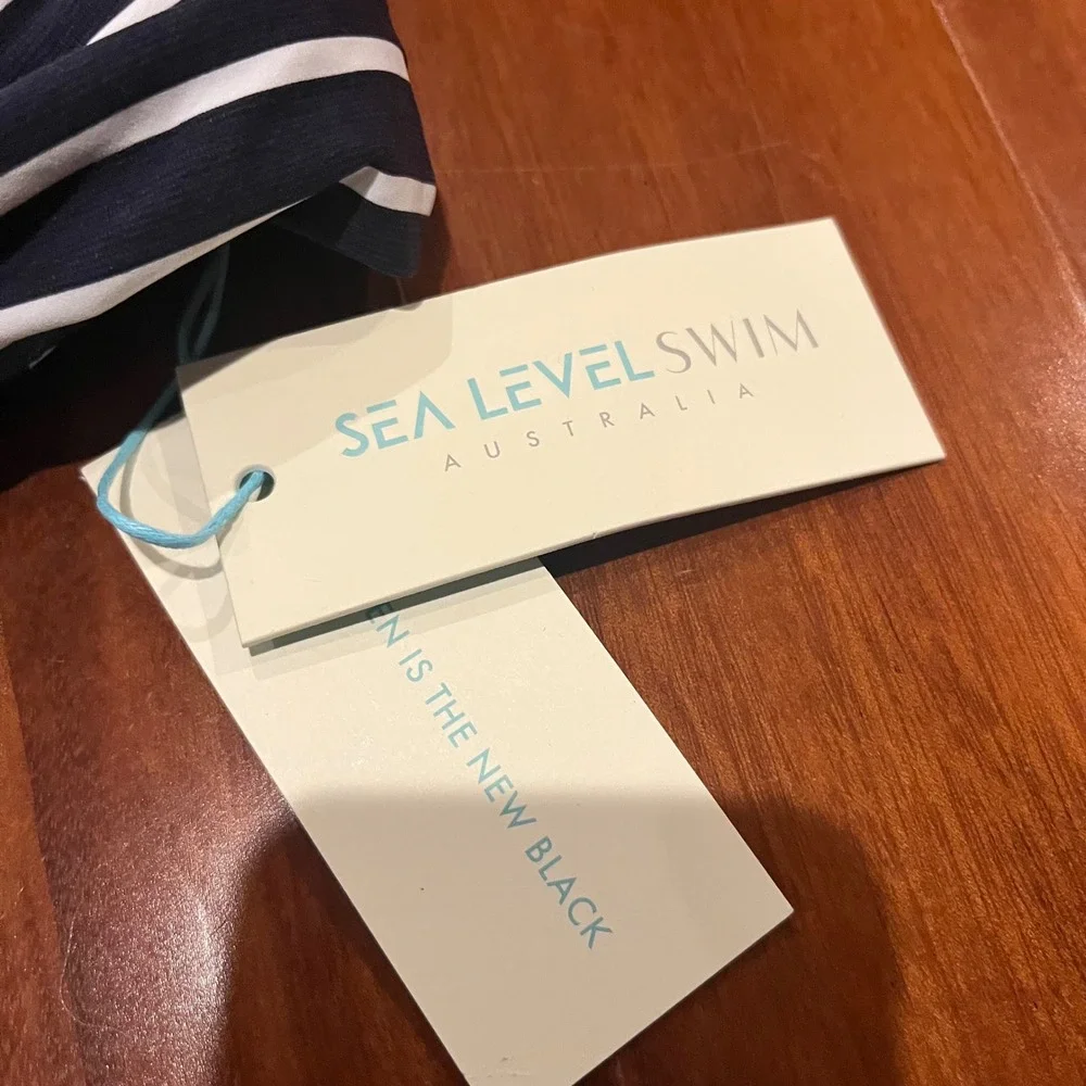 Sea Level‎ Swim Bikini Top Charmarel Blue Stripe Night Sky Underwire New US 12